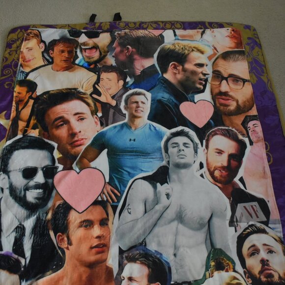 Chris Evans Marvel Captain America Fleece Throw Blanket 47"x60" & pillow throw - Picture 2 of 13